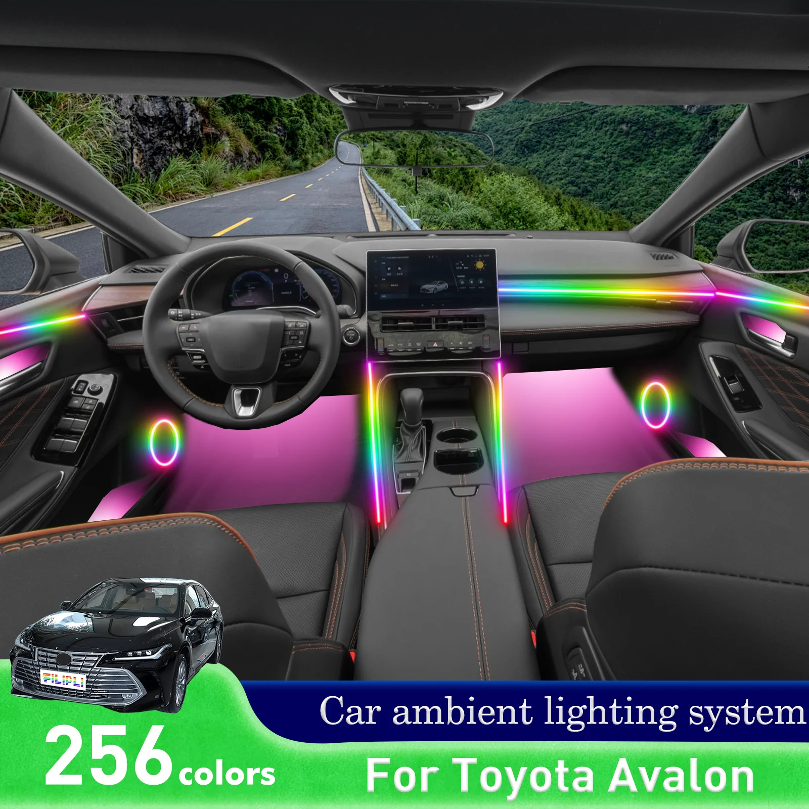 

For Toyota Avalon Smart Remote Control Car Interior Ambient Light RGB 64 Colors LED Magnetic Installation Set