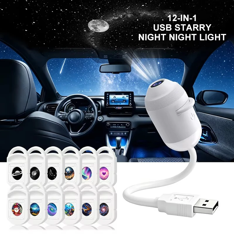 HD Smart Dynamische 5D Holografische Nachtlamp Projector, 2-in-1 HD Plug-and-Play Galaxy Projector Draagbare Nachtlamp Projector