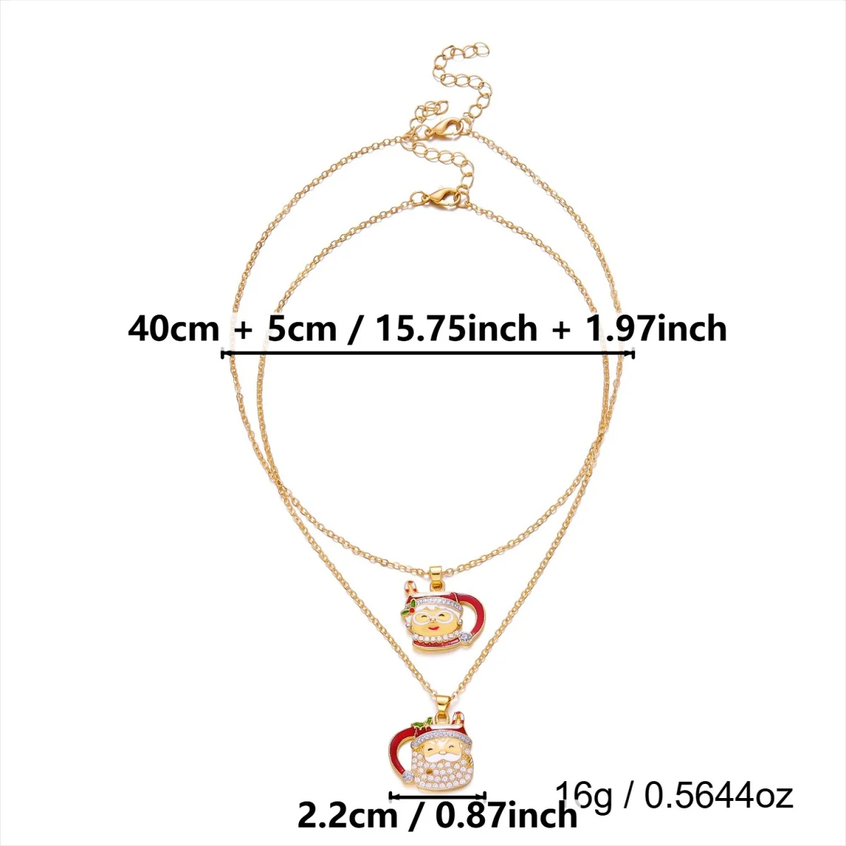 Weihnachts-Kletter-Santa-Weihnachtsmann-Geschenkbox-Anhänger-Halskette für Damen und Herren, Emaille-Santa-Weihnachtsmann-Teeservice-Choker, Neujahrsgeschenk-Schmuck – Detail 4