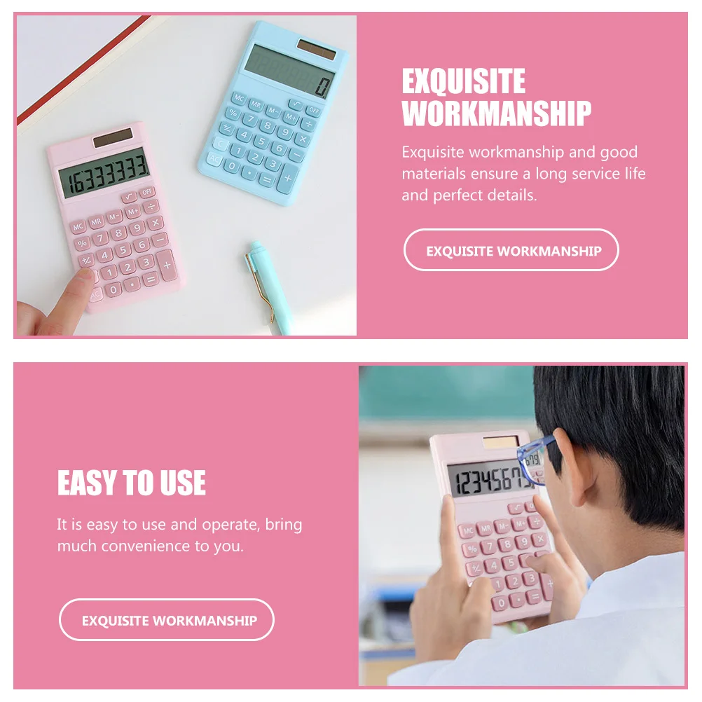 

BUTIFULSIC Mini Desktop Calculator Portable Solar Student Office Calculator Plastic Lightweight Computer for School Work