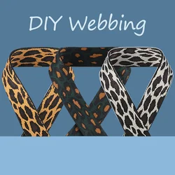 38mm 1/2/5yards Nylon Webbing Heat Transfer Printing Leopard Print Wild Guitar Strap Bass Ukulele Belt Sewing DIY Accessories