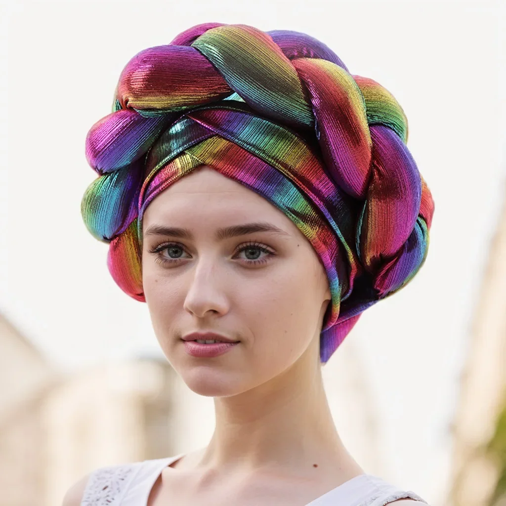 

New Braids Turban Cap for Women Head Wrap African Muslim Hijab Bonnet Hat Auto Gele Headtie Headscarf Nigeria Wedding Headgear