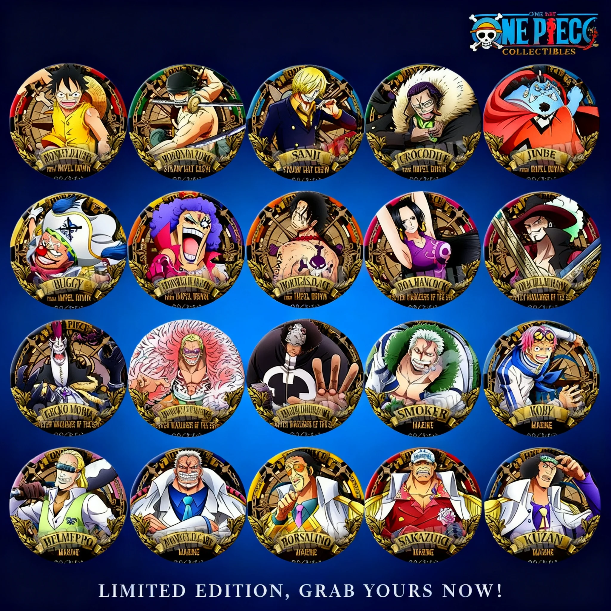 

Коллекция значков и брошей по аниме One Piece: подарок для фанатов, Эйс, Луффи, Зоро, Крокодил, Король пиратов, аниме-мерч