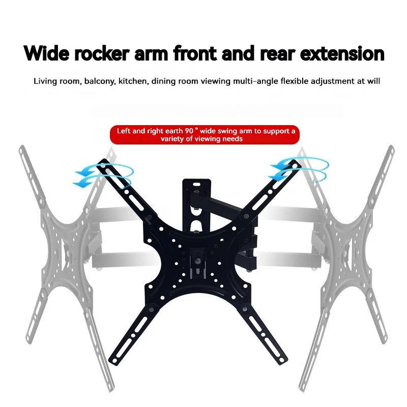 Universal Wall Mount Monitor Stand, Cabide de TV telescópico ajustável, Acessórios multifuncionais, Swing TV Stand