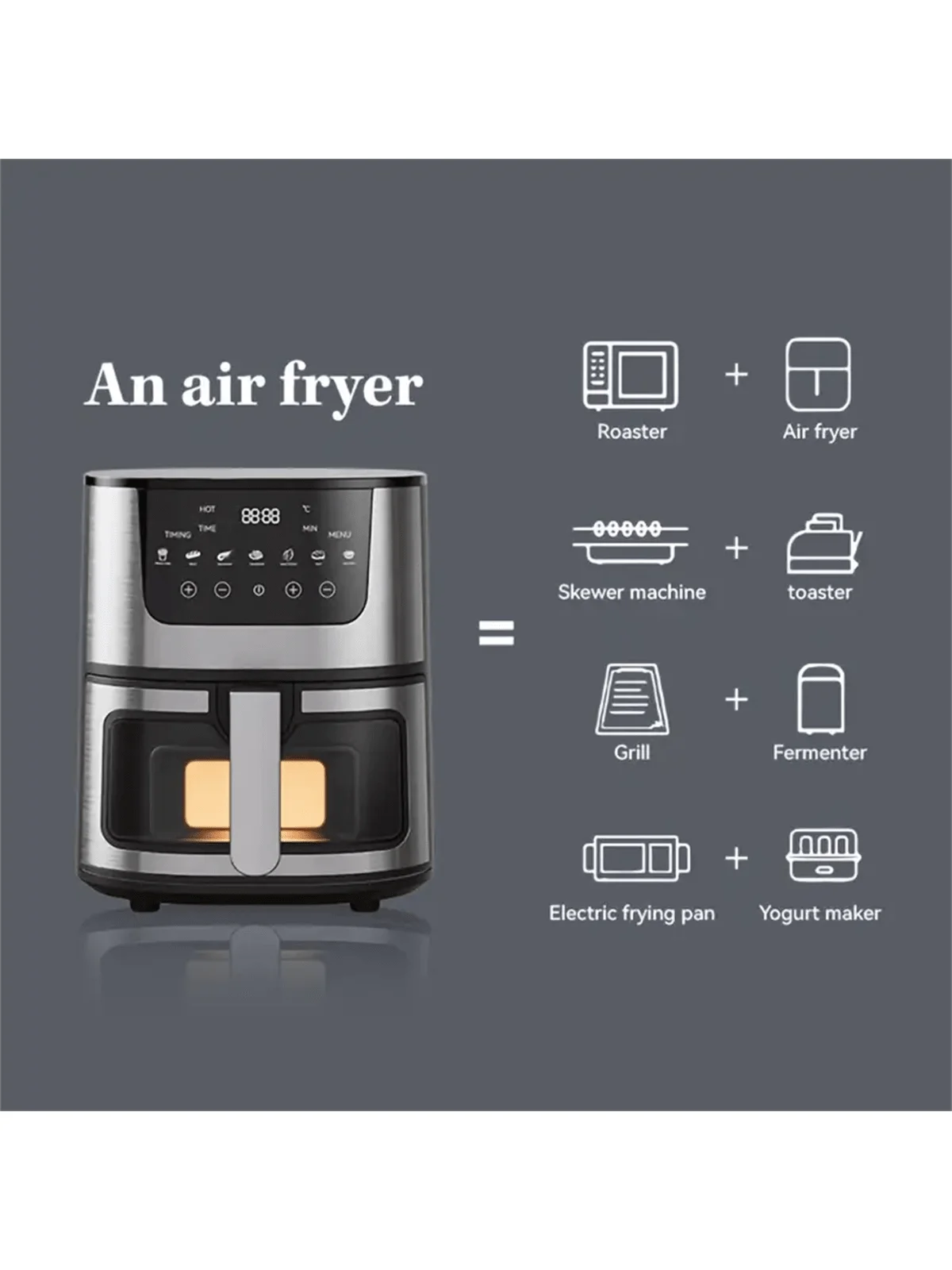 Smart Air Fryer Electric visual window 4.5L Oil-free Air Fryer Automatic Household Kitchen 360°Baking Convection Oven Air Fryers