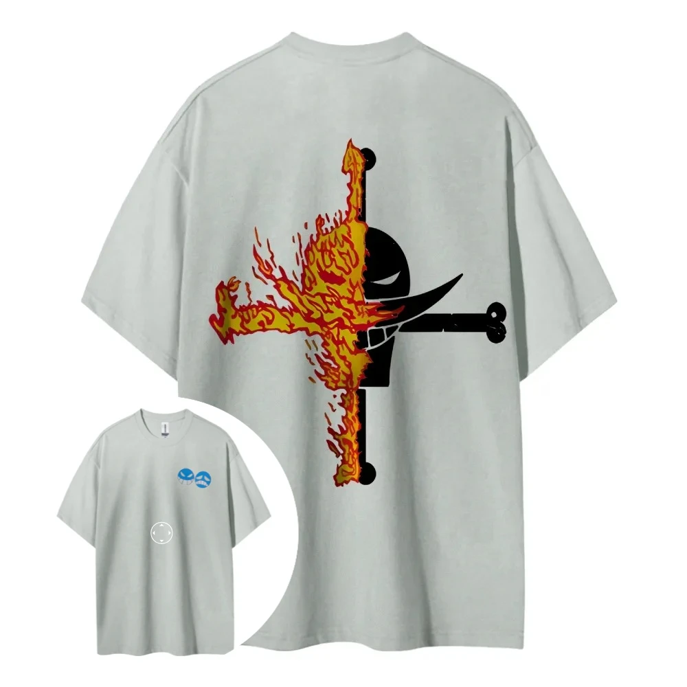 EEN STUK Hot-blooded Animatie Ace Korte mouwen Heren en Dames Dezelfde stijl Comfortabel Korte mouwen Paar Casual Populair