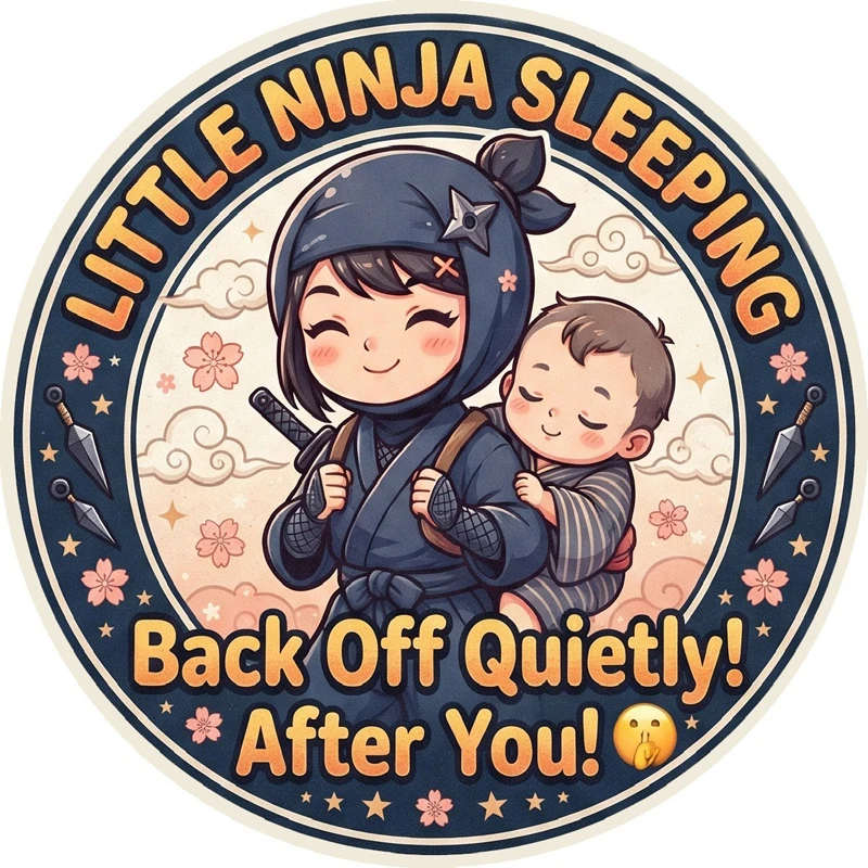 Cute Little Ninja Sleeping Baby Car Sticker Car Rear Window Bumper Decoration Vinyl Sticker Truck SUV Van Applicable