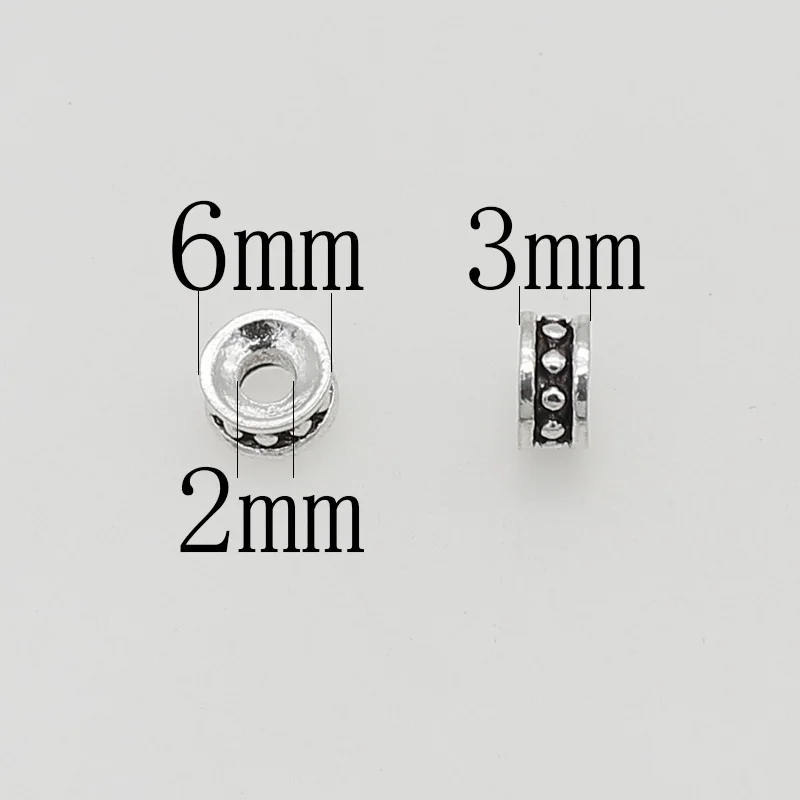 50pcs/lot Simple Wheel Shape Loose Beads Spacer 6mm Handmade Bracelets Necklace Jewelry Metal Beads Charms DIY Jewelry Findings