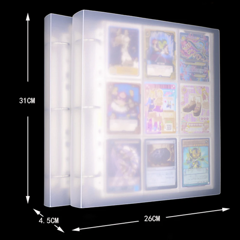 

9 Pocket Removable Ring Binder Card Album For YuGiOh MTG TCG Sports Cards 20-100 Pages Transparent Matte Cover