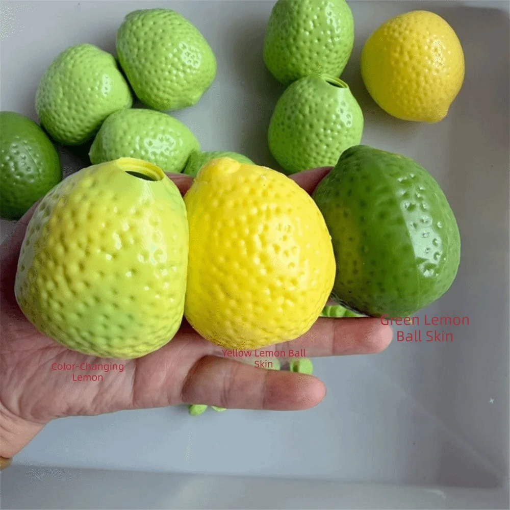 Changing-color Lemon Ball Skin Flexible Soft TPR DIY Empty Ball Skin Handmade With Lid DIY Pressure Ball Kit Children Gift