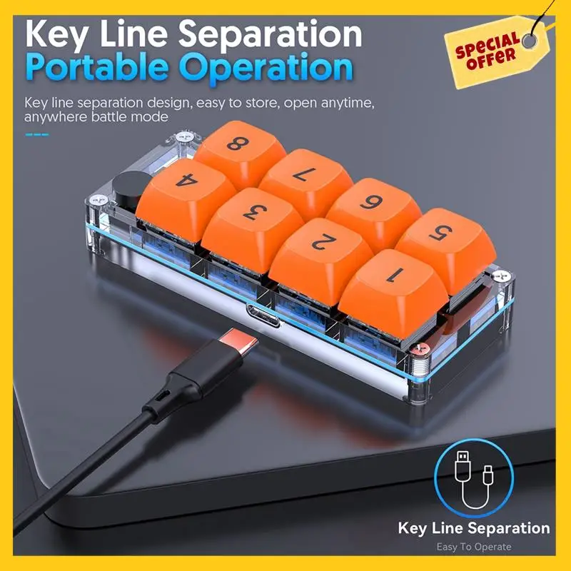 MKESPN programmation rvb clavier mécanique personnalisé et souris de jeu Combo 8 touches copier coller Mini bouton partie pour Photoshop Hotswap