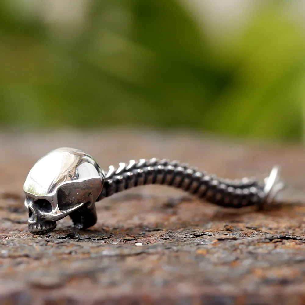 الفولاذ المقاوم للصدأ هيكل عظمي الجذع قلادة للرجال ، ألم الجمجمة العمود الفقري الراب الصخري ، سلسلة قلادة القطعي ، الذكور راكب الدراجة النارية حزب هدية المجوهرات