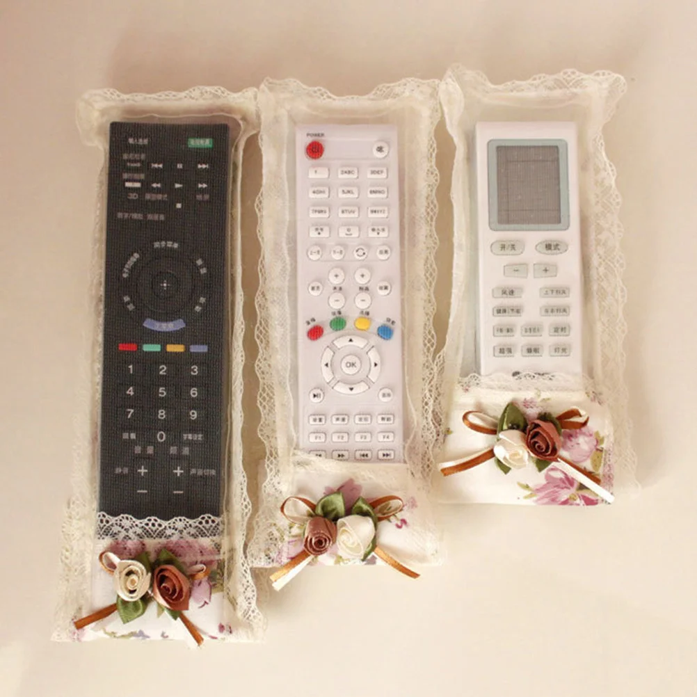 

1pc 18X9.5Cm Fabric Remote Control Cover Lace Design Dust Proof Protective Case For Controller European Style Stain