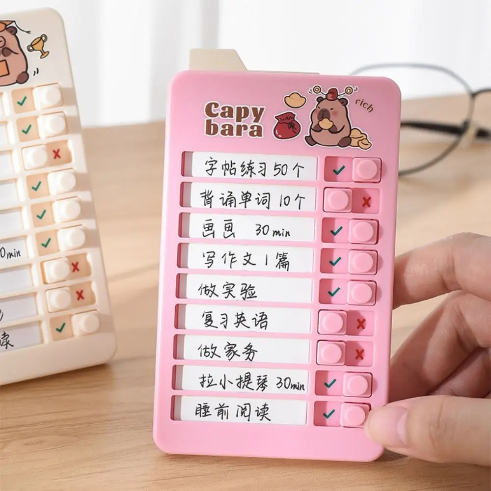 Detachable Good Habit Punch Card Capybara Cartoon Daily Task Planning Board Schedule Memo Plastic Self-discipline Punch Card
