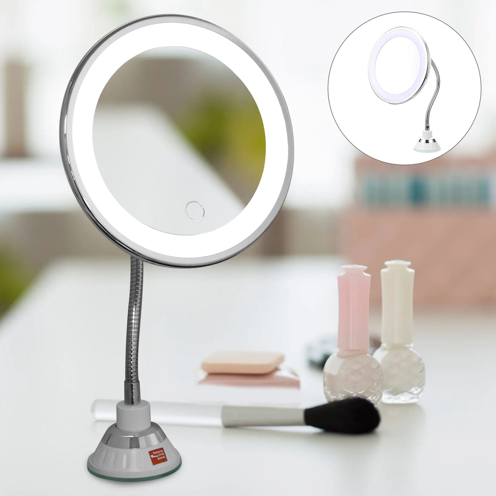 1 stuks LED-make-upspiegel Sucker 10x vergroting Invullicht Duurzame LED-spiegel Home Beauty