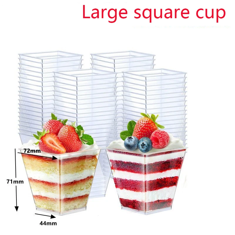 50/100pcs 240ML large size Disposable Plastic Dessert Cups Birthday Transparent Party ice Cream Cup Home Christmas Supplied