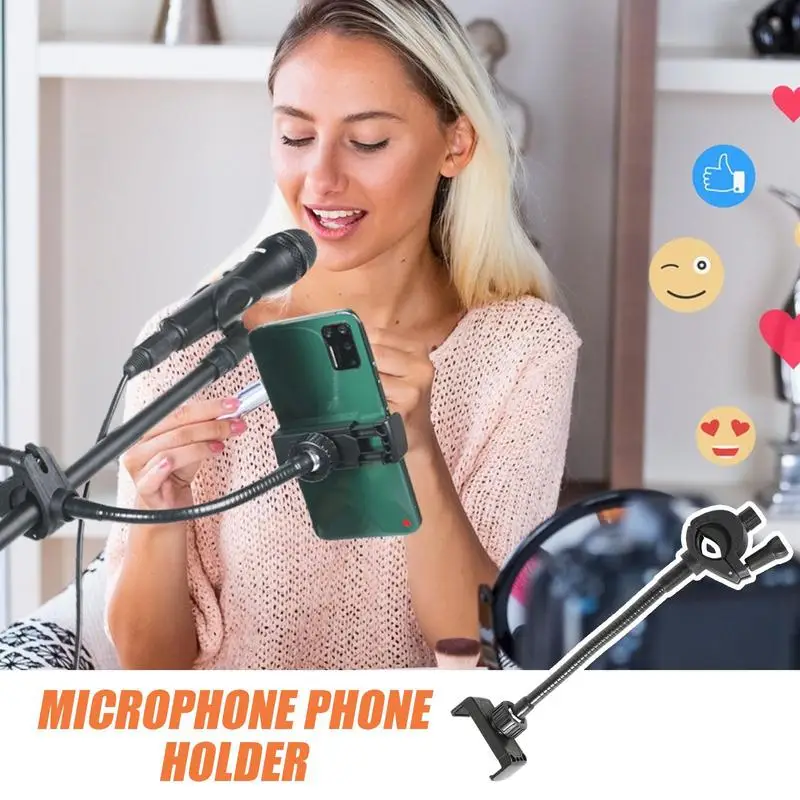 

Mic Stand Phone Mount Adjustable Phone Mic Stand Holders Adjustable Flexible Long Gooseneck Arm Cellphone Mount For Drum