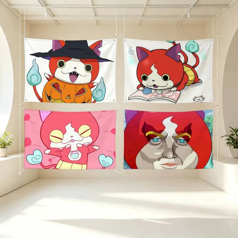 Cute Red Jibanyan Yokai Watch Flag Suitable For Party Club Outdoor Interior Wall Decoration Banner Fans Gift