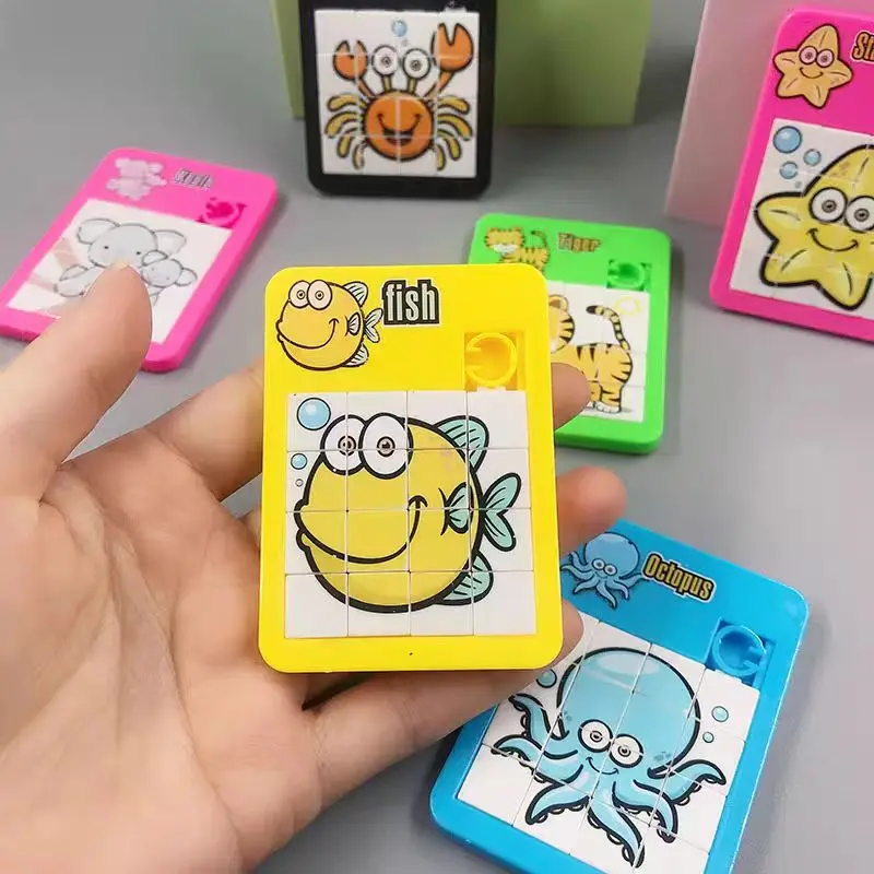 การ์ตูนสัตว์สไลด์ปริศนาสําหรับเด็กของเล่นเพื่อการศึกษา Early Goodie กระเป๋า Stuffers ห้องเรียนรางวัลของขวัญวันเกิด