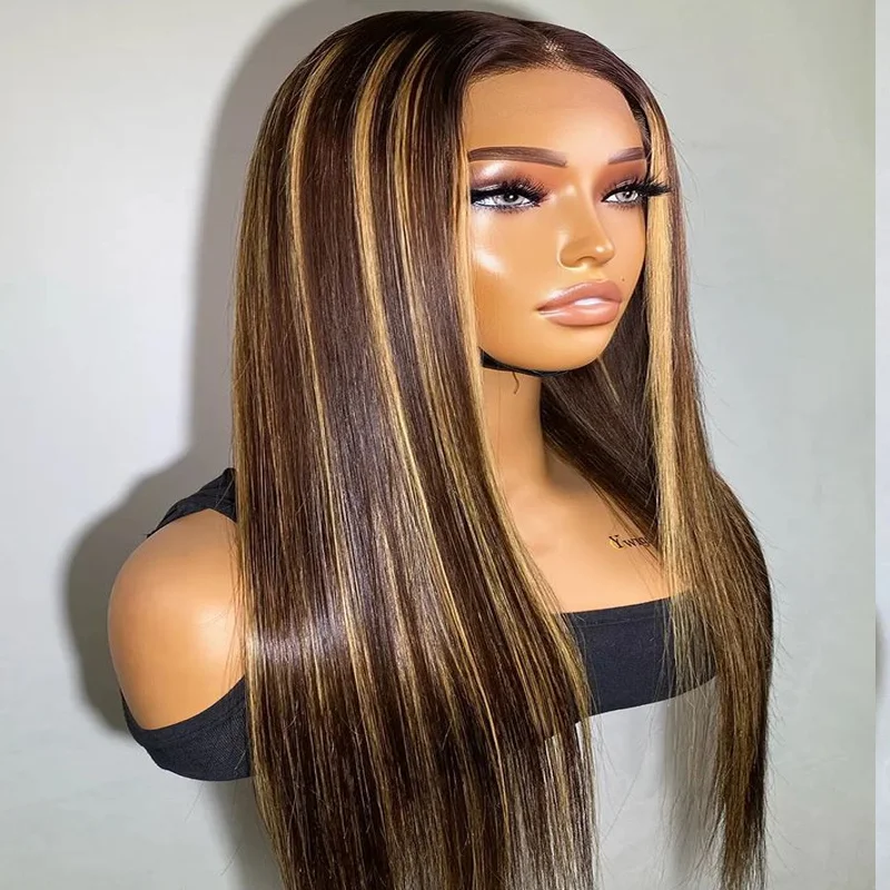 Highlight Blond5x5 Silk Base Silky Straight Glueless Jewish Human Hair Wig With Baby Hair HD Lace European Hair Preplucked