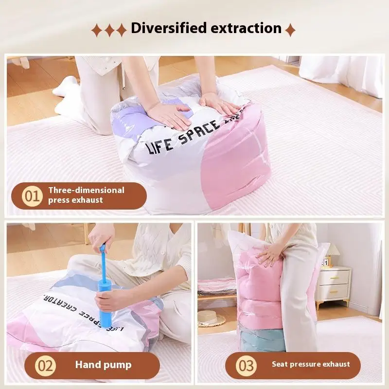 No Need Pump Vacuum Bags Large Plastic Storage Bags For Storing Clothes Blankets Compression Empty Bag Covers Travel Accessories