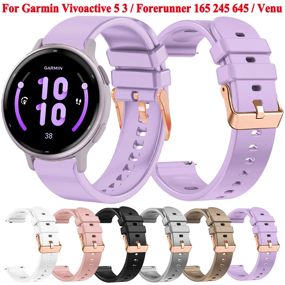 20mm Watch Strap For Garmin Vivoactive 5 3 Forerunner 165 245 645 55 Venu 2 Plus Venu Sq 2 Approach S42 Watchbands Wristbands