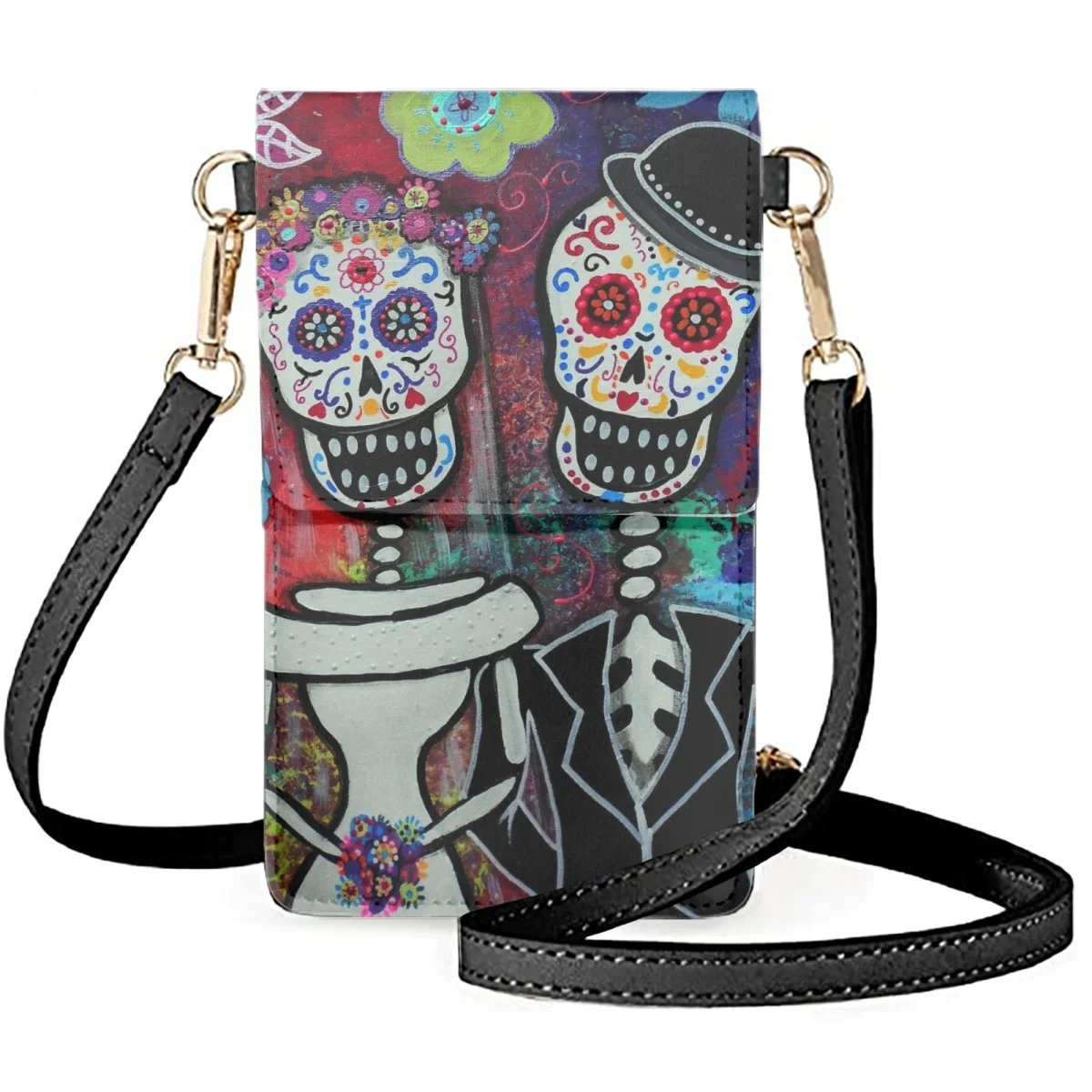 

FORUDESIGNS Skull Cellphone Bags Protect Phone Mexico Art Day Of The Dead Women's Shoulder Flap Satchel Messengers Shopping