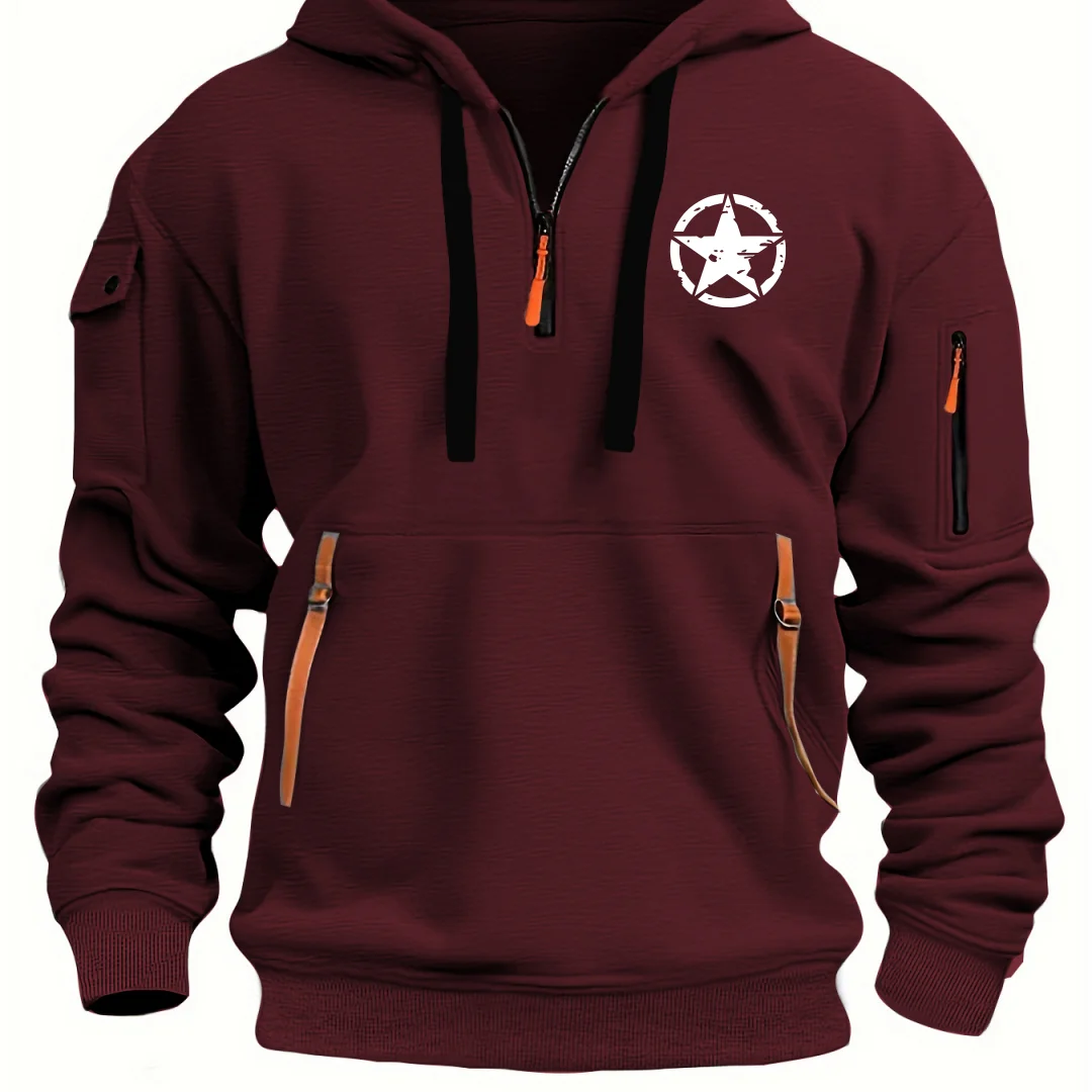 الرجال عبر الحدود البلوز عارضة الرياضة هوديي الخريف والشتاء أعلى مع الذراع جيب سستة هوديي الشارع الصوف البلوز