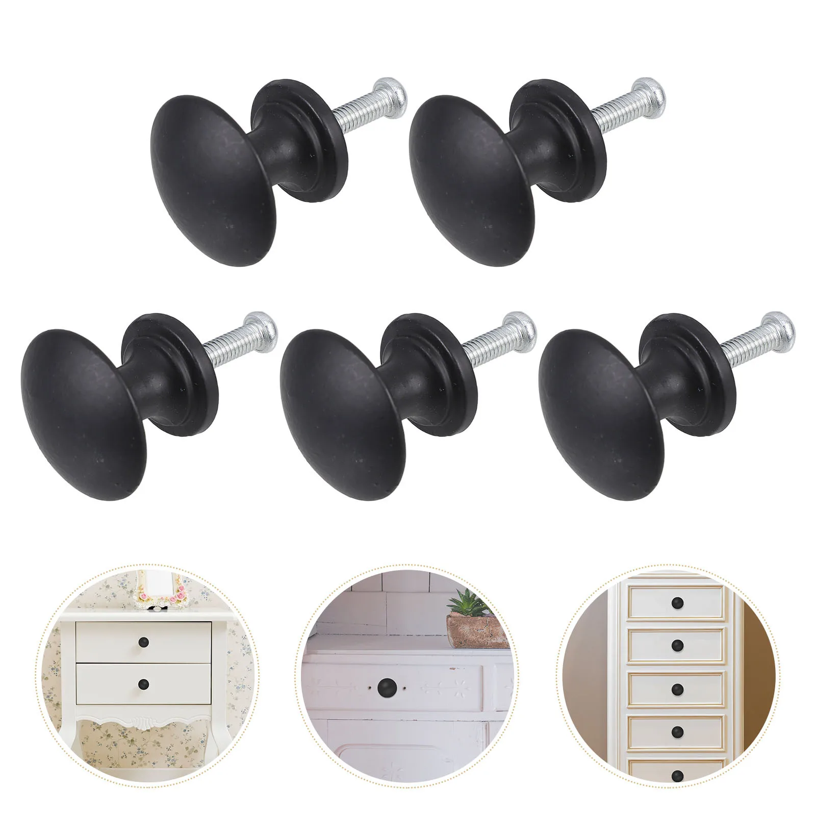 

5Pcs Cabinet Knobs Zinc Alloy Strong Round Decorative Dresser Pulls for Wardrobe Cabinet Handles Dresser Knobs