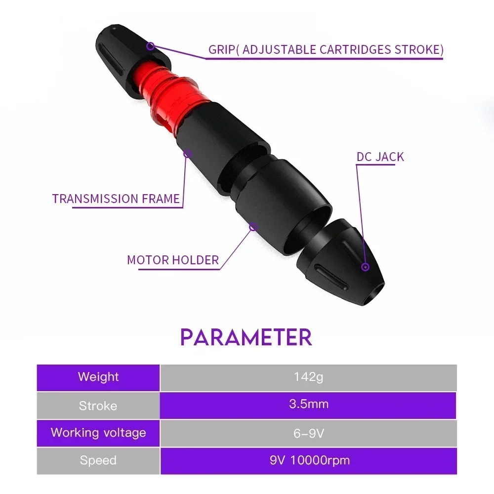 Professional Wireless Tattoo Machine Mast K2 Pro Cartridge Needles Rotary Pen with Battery Tattoo Set