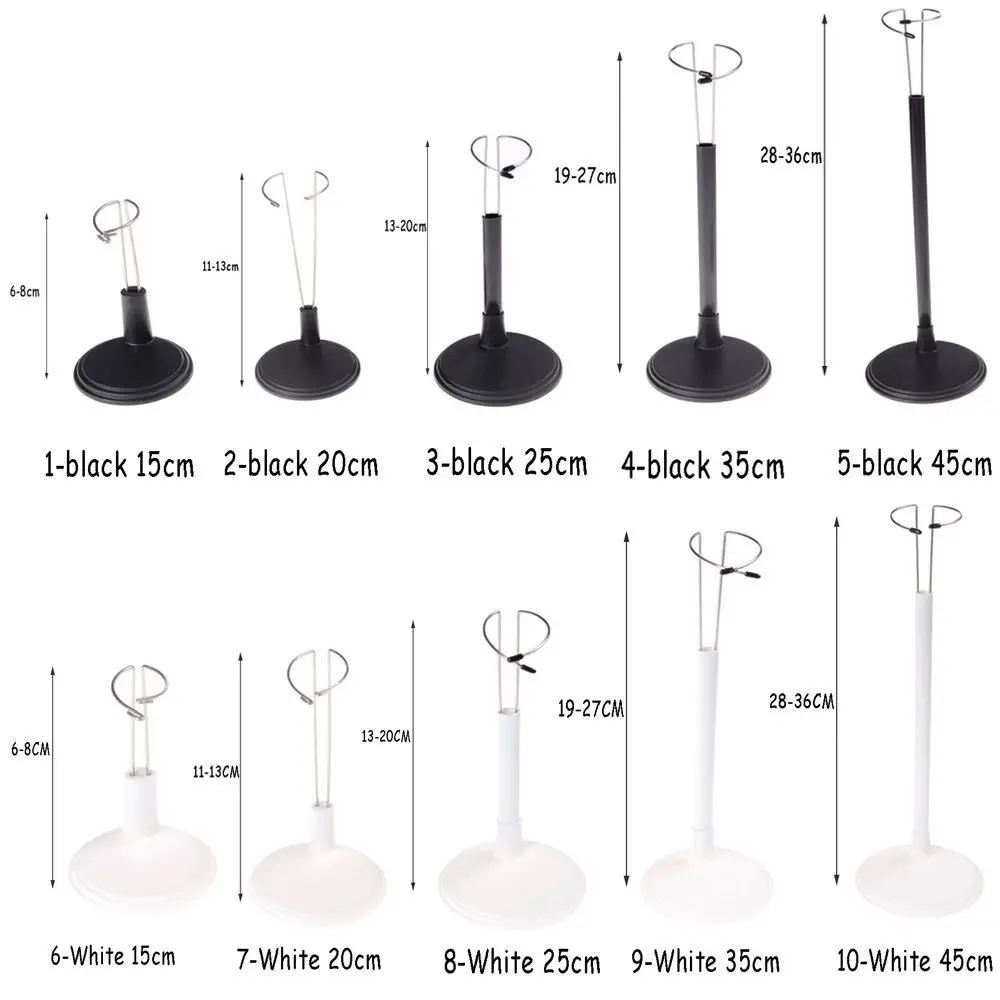 Simpatico metallo regolabile bianco/nero bambola manichino burattino supporto da polso supporto staffa accessorio casa delle bambole Display giocattolo regalo per bambini