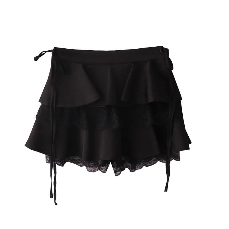 

Summer New Sle High Waist A-Line Skirt Women's Lace Patchwork Puffy f-length ort Skirt Retro Commute Pure Color