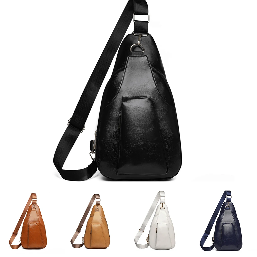 

Women Trendy Chest Bag PU Leather Casual Shoulder Bag Solid Color All-Match Chest Pouch Travel Shopping Work Date Bag
