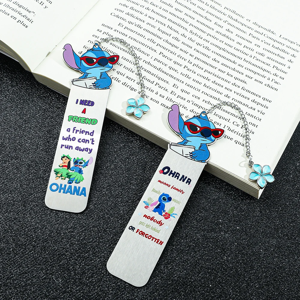 Disney Stitch Family Bookmarks, Metal Materials, Reading Accessories for Anime Book Friends, Bookmark Gifts, Learning Stationery