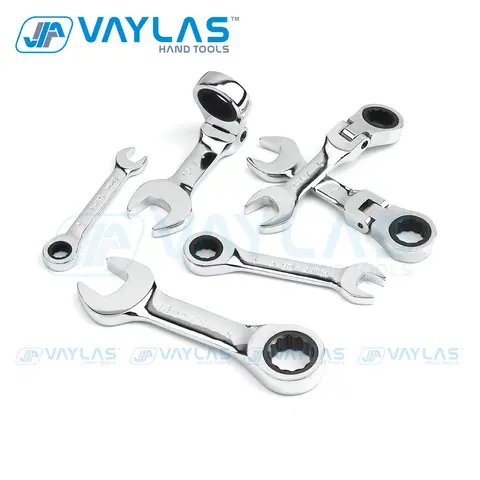 1pc 6-19mm 미니 래칫 렌치 도구 초단거리 키 고정 플렉스 헤드 래칫 렌치 스터비 조합 렌치 72T CR-V 스틸