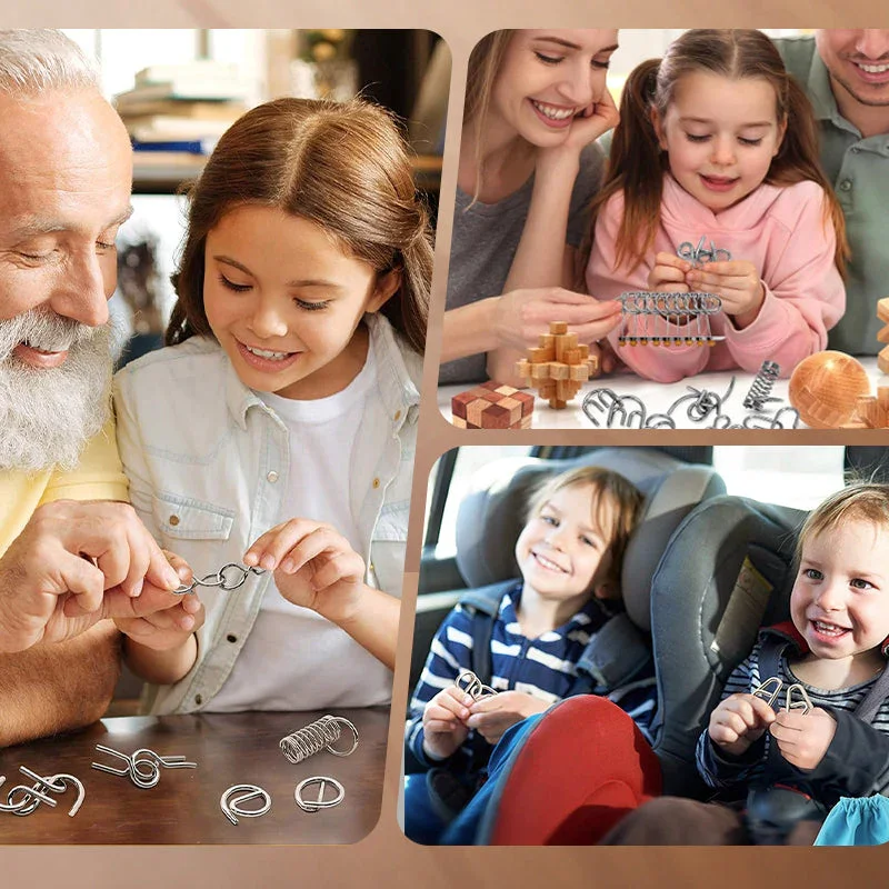 8 قطعة/المجموعة المعادن مونتيسوري لغز سلك الذكاء العقل دعابة الدماغ الألغاز الكبار لعبة تفاعلية المخلص ألعاب تعليمية