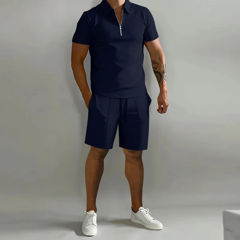 2025 verão amazon aliexpress europeu e americano transfronteiriço masculino polo casual solto shorts de manga curta terno esportivo