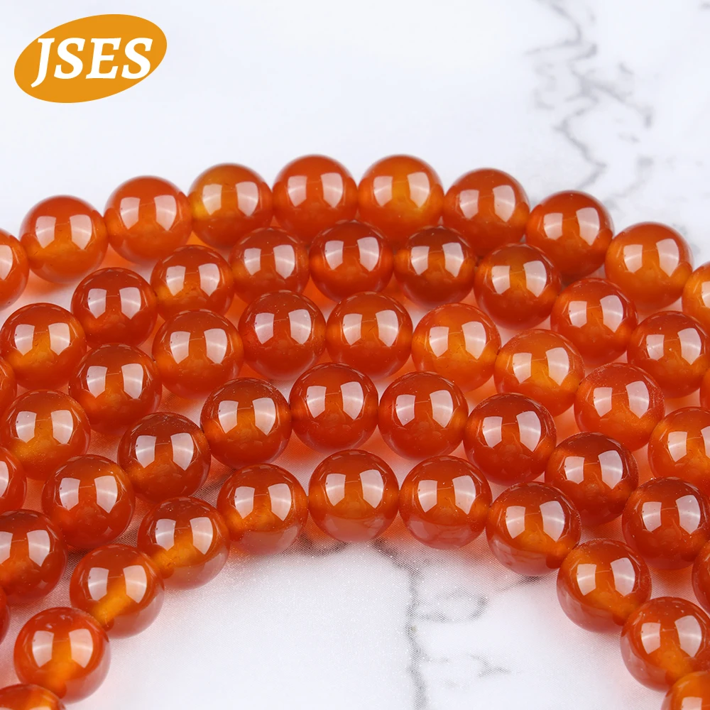 JSES Natuurlijke Rode Agaat Onyx Carneool Losse Stenen Kralen voor Sieraden Maken Armband Ketting Charms DIY Accessoire 4/6/8/10/12mm