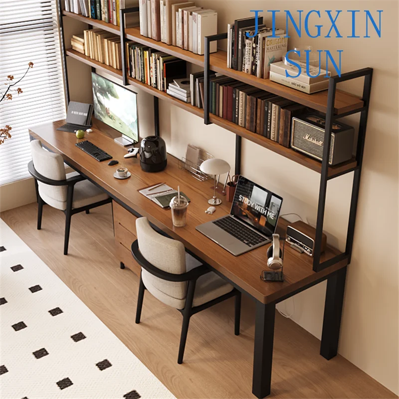 Loft solid wood desk bookshelf integrated home student study computer bedroom study shelf