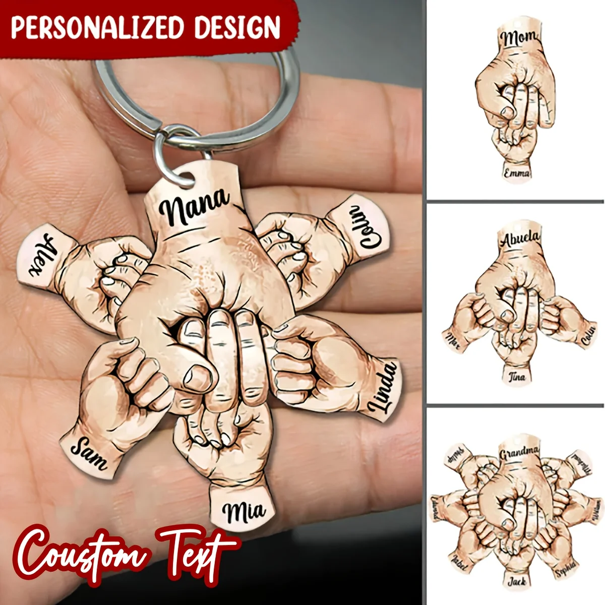 2D Flat, 1pc Customized Fashion Cute Fist Personalized Customized Text Family Friends Teacher Classmate Lover Fun Texture Person