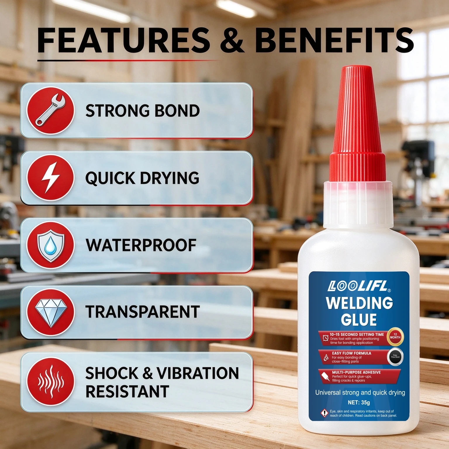 Welding High Strength Oily Glue Universal Superglue 10-15s Quick Drying Instant Adhesive for Metal Plastic Ceramic Wood Repair