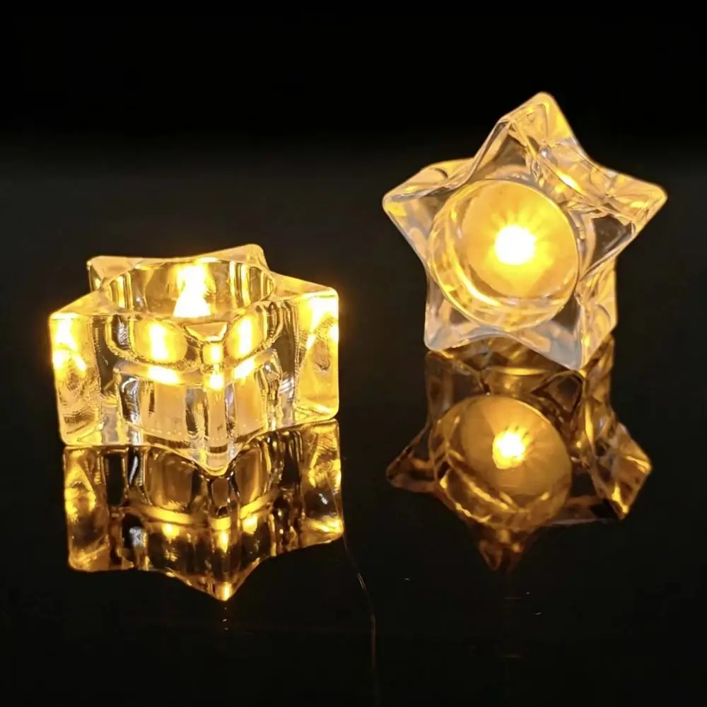 Transparent Flameless LED Candle Romance Warm Yellow TeaLight Candle Smokeless Realistic Flame Night Lamp Home Holiday