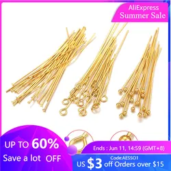 20pcs Stainless Steel Ball Pins Gold Color Flat Head Eye Needles DIY Bead Bracelet Jewelry Making Supplies Accessories Wholesale