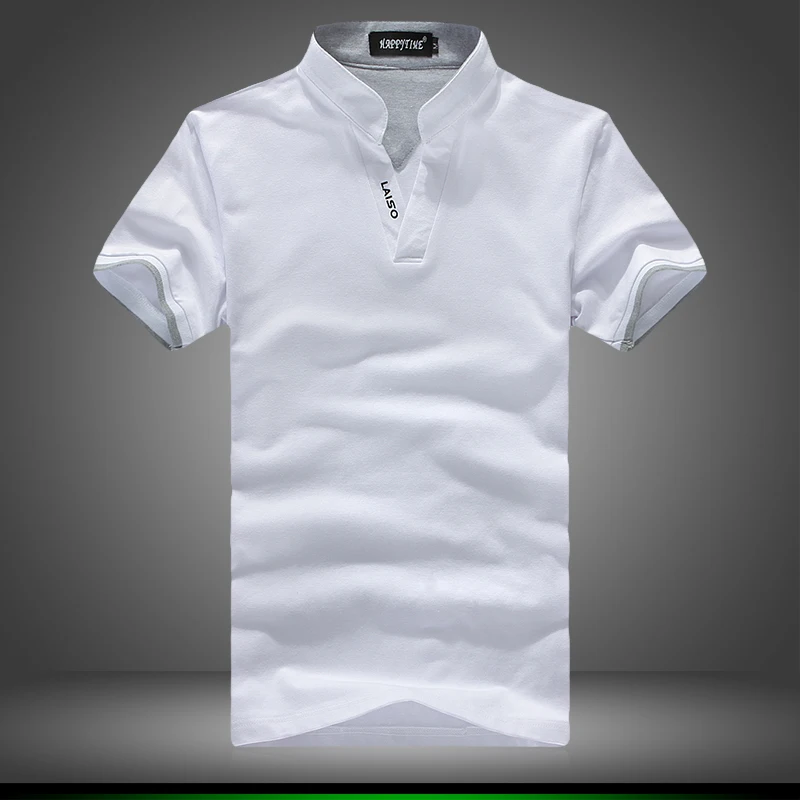 Summer New High-quality Goods Cotton Fashion Contrast Color Men Standing Collar Short Sleeve POLO Shirt Male Casual T-Shirts