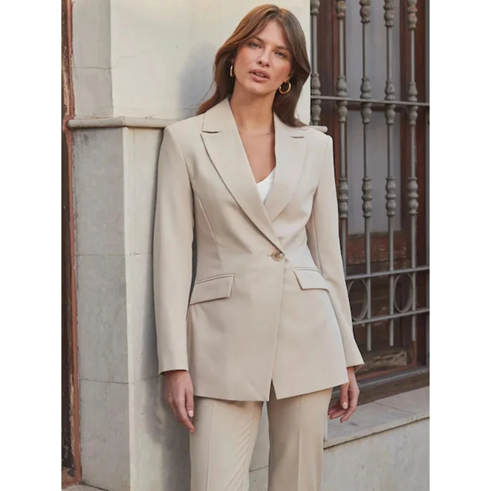 

Fashion Solid Pants Sets 2 Piece Chic Single Button Outfits Elegant Fashion Wedding Party Casual Daily Women Suits