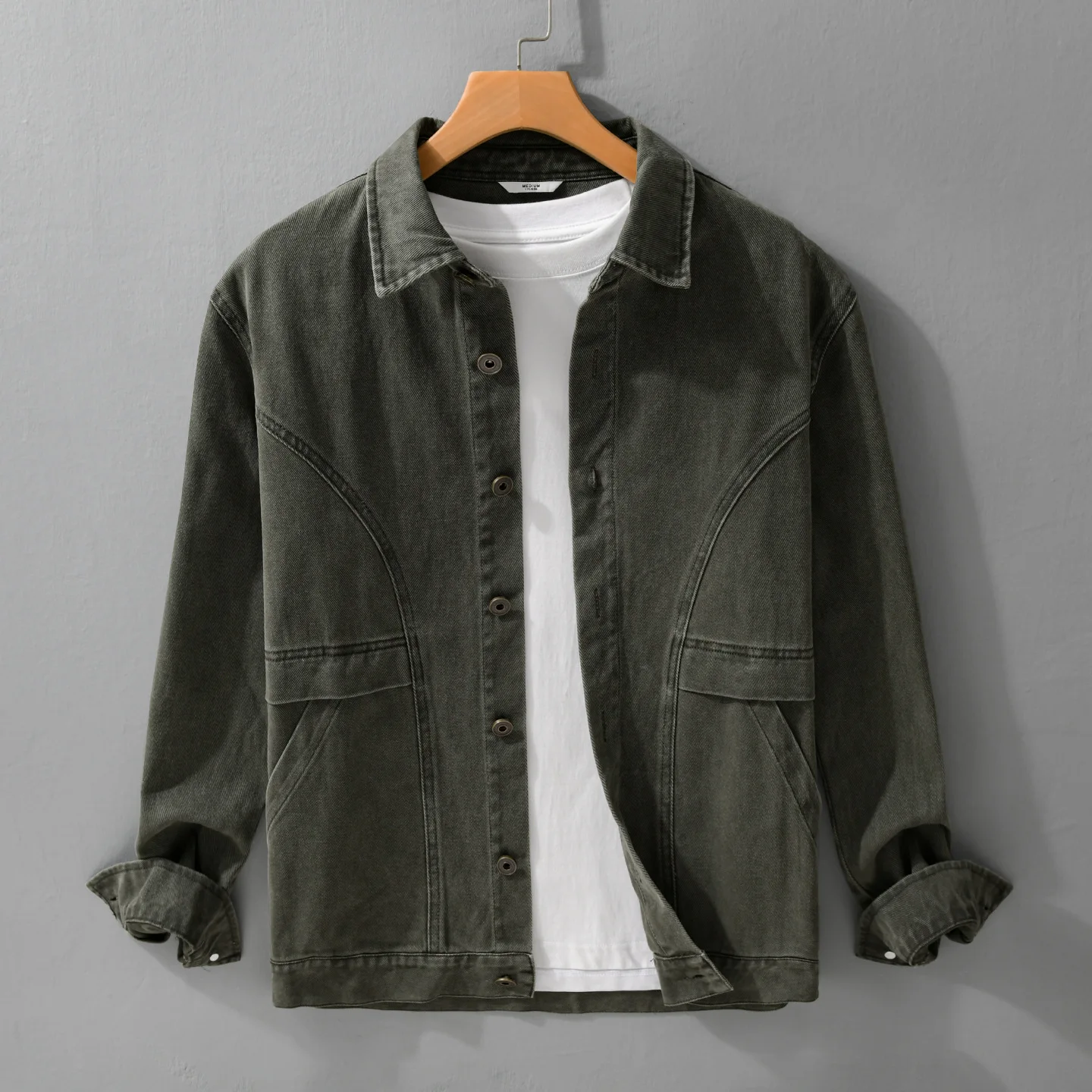 

Men's Casual Workwear Jaet Coat Ameika Loose Sle Cotton Long Sve Stand Collar Outerwear Autumn New Sle Vintage