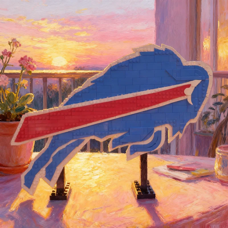 

656pcs MOC Buffalo Bills Logo Sports Model Building Blocks Architecture Christmas Gift Creative DIY Idea Education Toys Kids