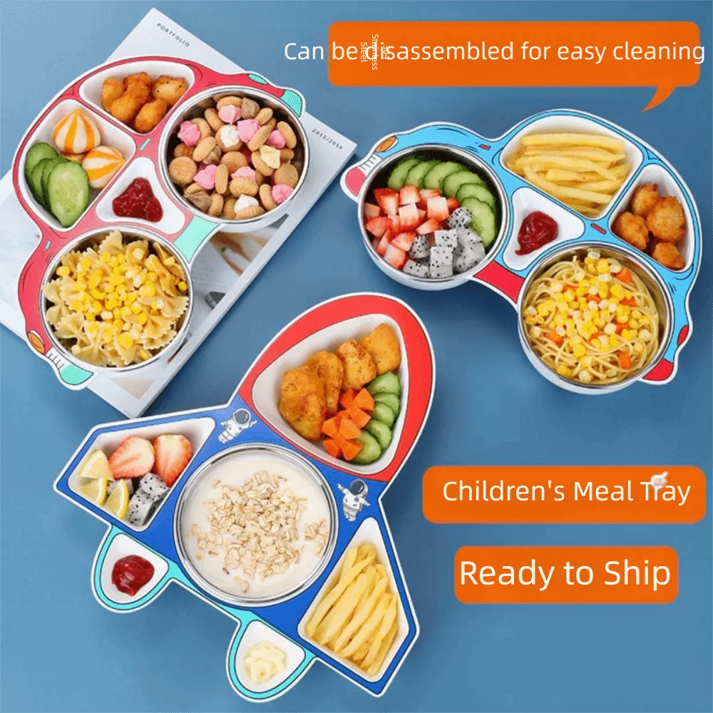 

Airplane Car Shaped Dinner Plate Detachable Creative Kid's Lunch Plate Cartoon Drop Resistant Feeding Food Tray Kitchen