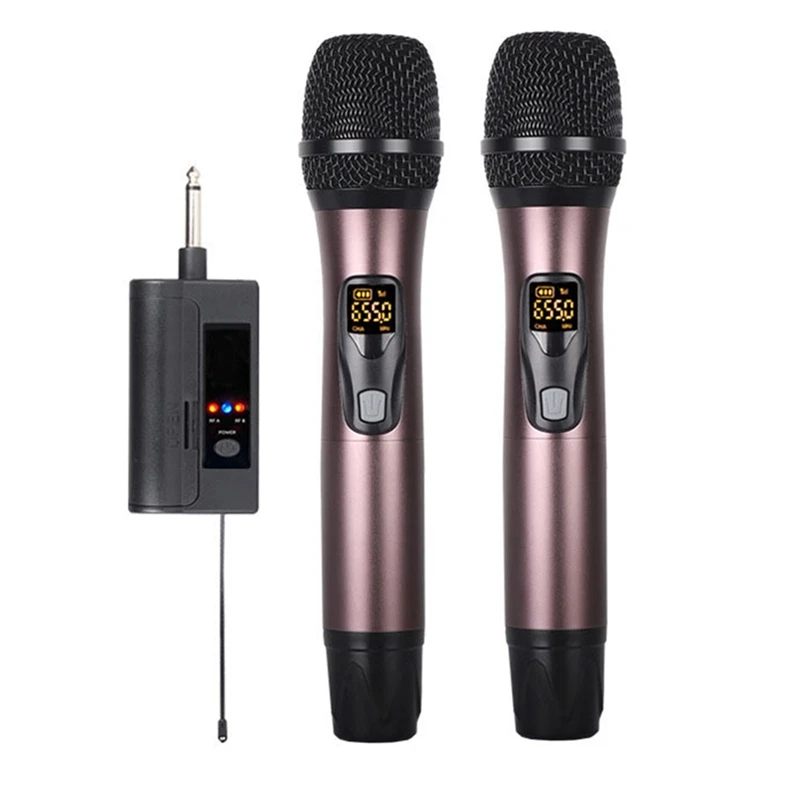 

New One-To-Two Household Microphone Universal Microphone Metal Wireless Microphone Performance Ktv Singing Microphone Durable