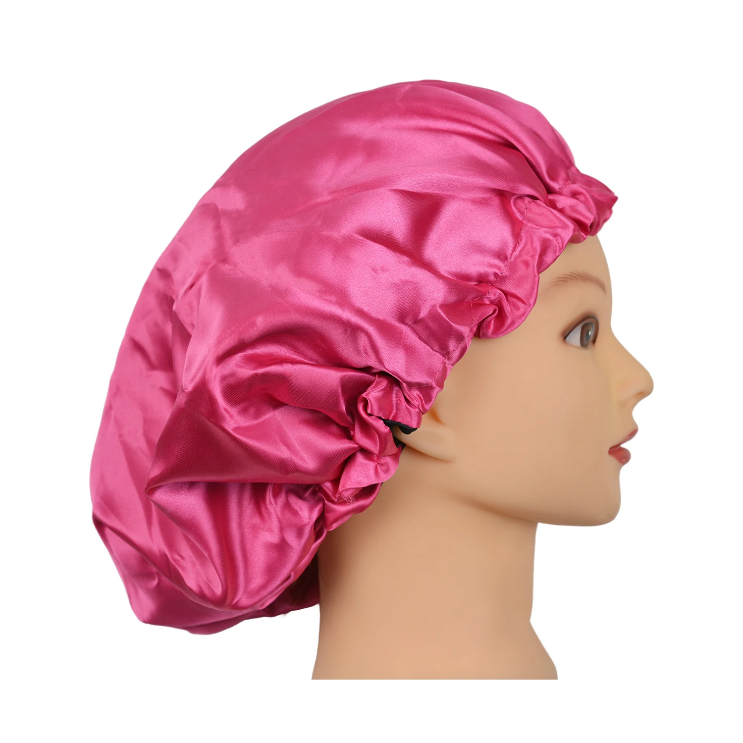 1Pc Double Layer Satin Silk Sleep Cap for Women Long Curly Hair Elastic Band Anti-Frizz Hair Care Night Cap For Daily Use